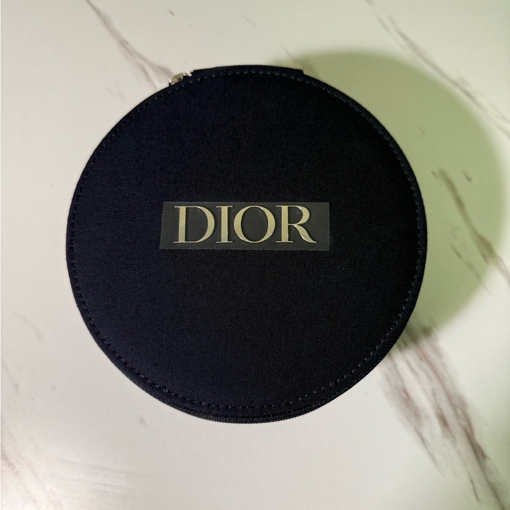 Christian Dior Round Vanity Pouch Makeup Case With Mirror New